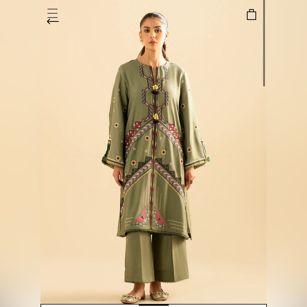 Embroidered 2 pc winter dress
